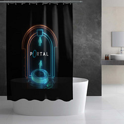 Шторка для душа Portal neon style logo, цвет: 3D-принт — фото 2