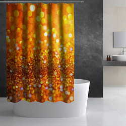 Шторка для душа Оранжевые и желтые блестяшки боке, цвет: 3D-принт — фото 2