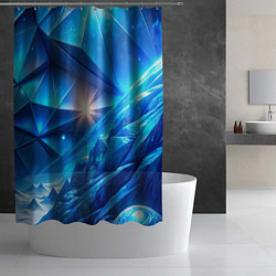 Шторка для душа Синяя объемная абстракция со вспышкой, цвет: 3D-принт — фото 2