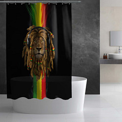 Шторка для душа Лев с дредами в наушниках, цвет: 3D-принт — фото 2