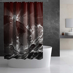 Шторка для душа Клыкастая акула, цвет: 3D-принт — фото 2