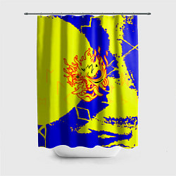 Шторка для душа Samurai logo yellow fire, цвет: 3D-принт
