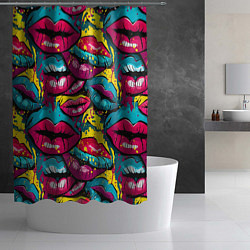 Шторка для душа Граффити губы женские с блеском, цвет: 3D-принт — фото 2