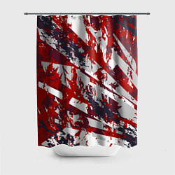 Шторка для душа Геометрическая абстракция линии на красном, цвет: 3D-принт