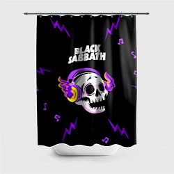 Шторка для душа Black Sabbath неоновый череп, цвет: 3D-принт