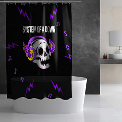 Шторка для душа System of a Down неоновый череп, цвет: 3D-принт — фото 2