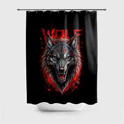 Шторка для душа Wolf red blood, цвет: 3D-принт