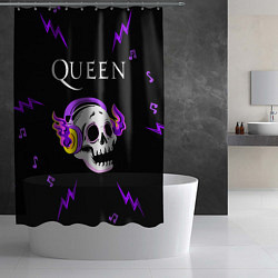 Шторка для душа Queen неоновый череп, цвет: 3D-принт — фото 2