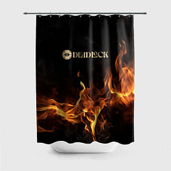 Шторка для душа Deadlock logo на фоне огня, цвет: 3D-принт