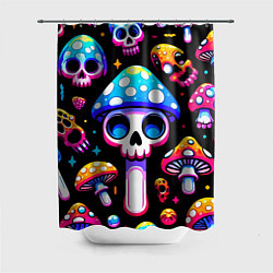 Шторка для душа Ice cream skull and fly agaric - ai art fantasy, цвет: 3D-принт