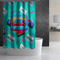 Шторка для душа Кассеты и надпись 90s, цвет: 3D-принт — фото 2