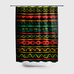 Шторка для душа Ethnic ornament on black, цвет: 3D-принт