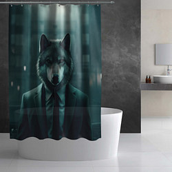 Шторка для душа Волк в пиджаке, цвет: 3D-принт — фото 2