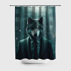 Шторка для душа Волк в пиджаке, цвет: 3D-принт