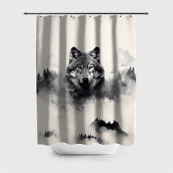 Шторка для душа Голова серого волка, цвет: 3D-принт