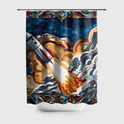 Шторка для душа Мозаика ракета, цвет: 3D-принт