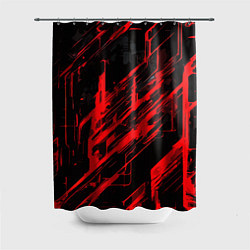 Шторка для душа Red stripes on a black background, цвет: 3D-принт