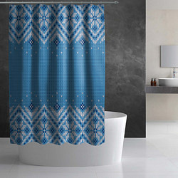 Шторка для душа Вязаный скандинавский орнамент, цвет: 3D-принт — фото 2