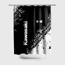 Шторка для душа Kawasaki - следы от шин, цвет: 3D-принт