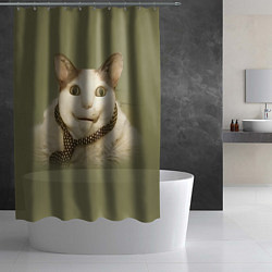 Шторка для душа Бу испугался мем-кот, цвет: 3D-принт — фото 2