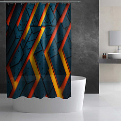 Шторка для душа Металлическая броня и оранжевое свечение, цвет: 3D-принт — фото 2
