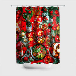 Шторка для душа Новогодний праздничный стол, цвет: 3D-принт