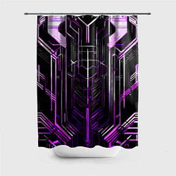 Шторка для душа Purple lines on a black background, цвет: 3D-принт