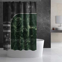 Шторка для душа Киборг в серо-зелёных тонах, цвет: 3D-принт — фото 2