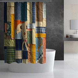 Шторка для душа Пэчворк с собакой, цвет: 3D-принт — фото 2