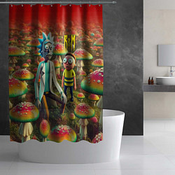 Шторка для душа Рик и Морти заблудились в мухоморном поле, цвет: 3D-принт — фото 2