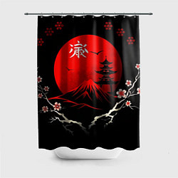Шторка для душа Japan red black nature, цвет: 3D-принт