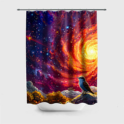 Шторка для душа Кукушка в космосе, цвет: 3D-принт