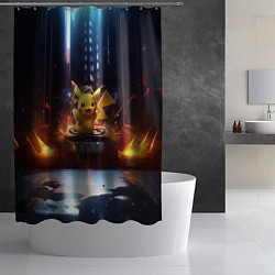 Шторка для душа Пикачу на диджейской стойке, цвет: 3D-принт — фото 2