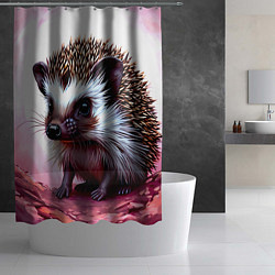 Шторка для душа Ежик в розовом свете, цвет: 3D-принт — фото 2