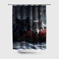 Шторка для душа Love wolfs, цвет: 3D-принт