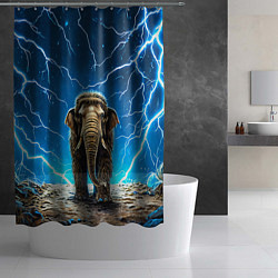 Шторка для душа Мамонт и разряды молний, цвет: 3D-принт — фото 2