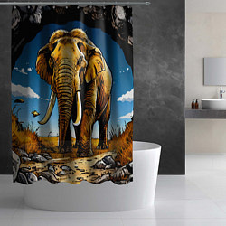 Шторка для душа Слон в пещере, цвет: 3D-принт — фото 2