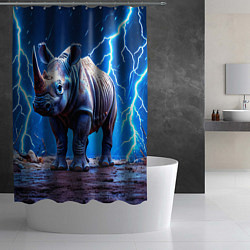 Шторка для душа Носорог в разрядах молнии, цвет: 3D-принт — фото 2