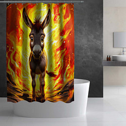 Шторка для душа Ослик в огне, цвет: 3D-принт — фото 2