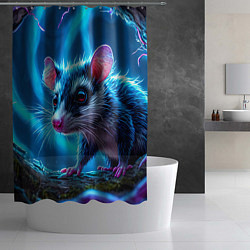 Шторка для душа Опоссум в синей туманности, цвет: 3D-принт — фото 2