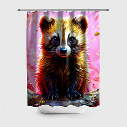 Шторка для душа Росомаха в розовом лесу, цвет: 3D-принт