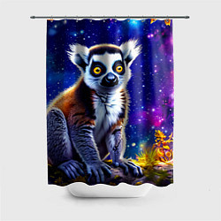 Шторка для душа Лемур и звездная ночь, цвет: 3D-принт