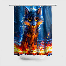 Шторка для душа Волк искры под лапами, цвет: 3D-принт