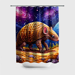 Шторка для душа Броненосец в космосе, цвет: 3D-принт