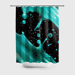 Шторка для душа Голубая краска и капли, цвет: 3D-принт