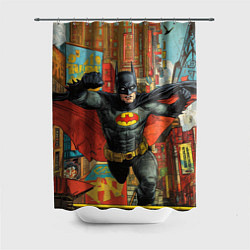 Шторка для душа Бэтмен на фоне города, цвет: 3D-принт