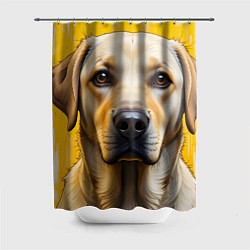 Шторка для душа Лабрадор и желтая краска, цвет: 3D-принт