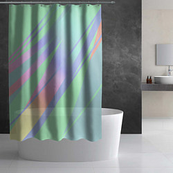 Шторка для душа Светлый зелёный мятный с полосами градиент, цвет: 3D-принт — фото 2