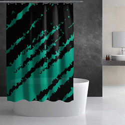 Шторка для душа The color is black and turquoise, цвет: 3D-принт — фото 2