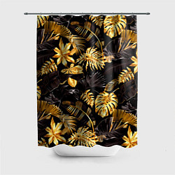 Шторка для душа Золотые тропики, цвет: 3D-принт